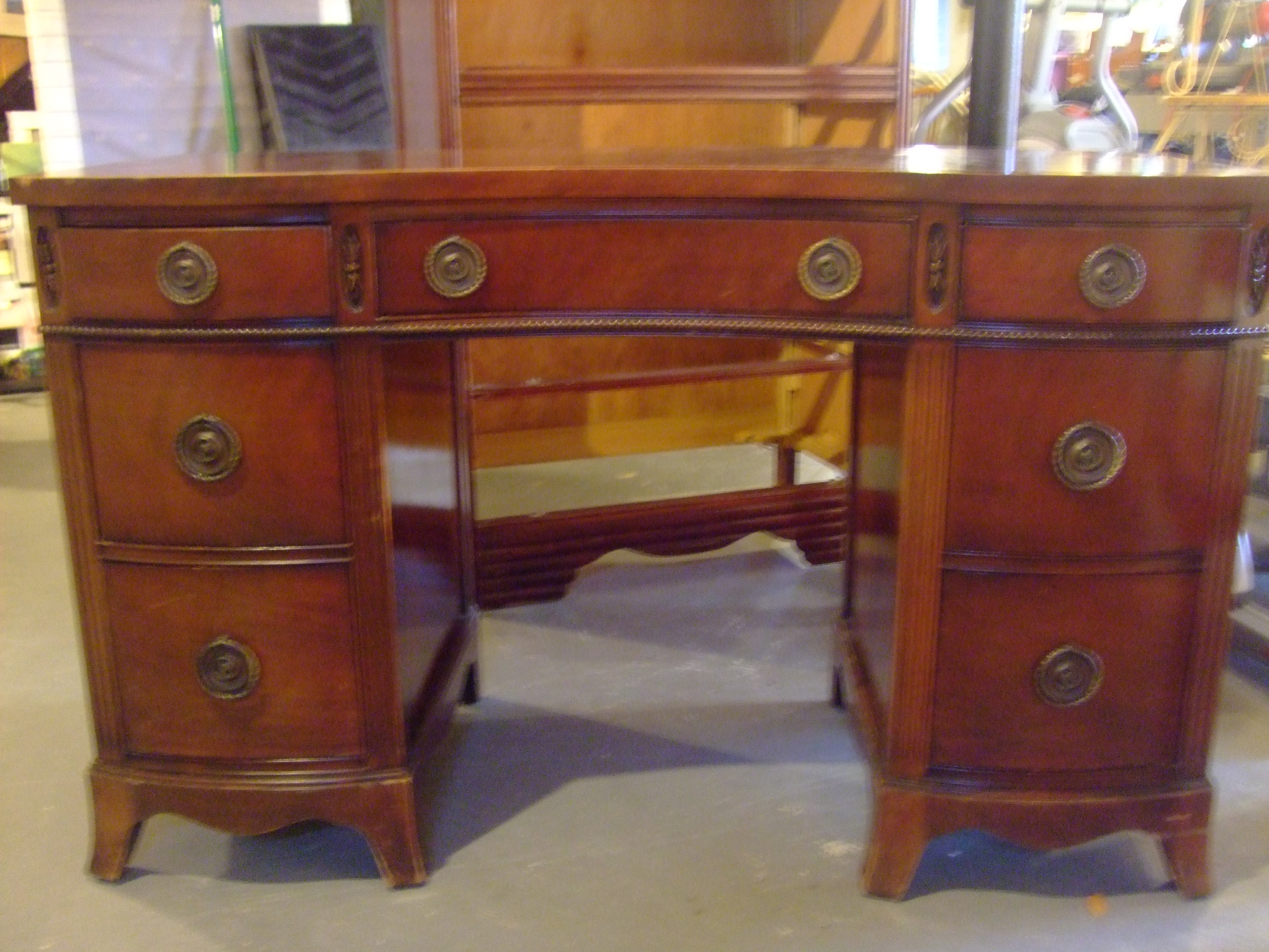 1949 Drexel Kneehole Desk. detail. Is it valuable? InstAppraisal